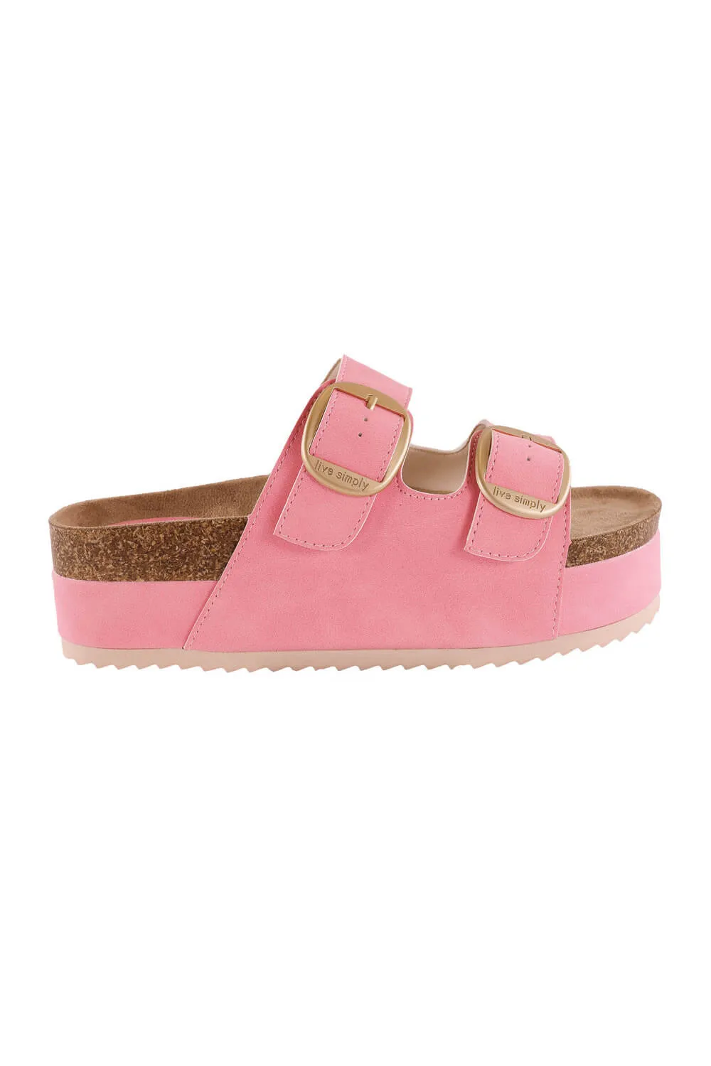 Simply Southern Platform Large Buckle Sandals for Women in Pink | PP-0125-SANDAL-PINK