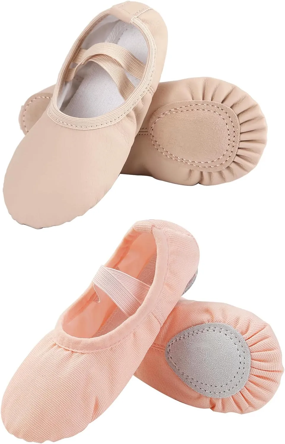 Soft Leather Ballet Slippers and Canvas Toddler Ballet Shoes for Toddler Girls/Little/Big Kids