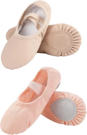 Soft Leather Ballet Slippers and Canvas Toddler Ballet Shoes for Toddler Girls/Little/Big Kids