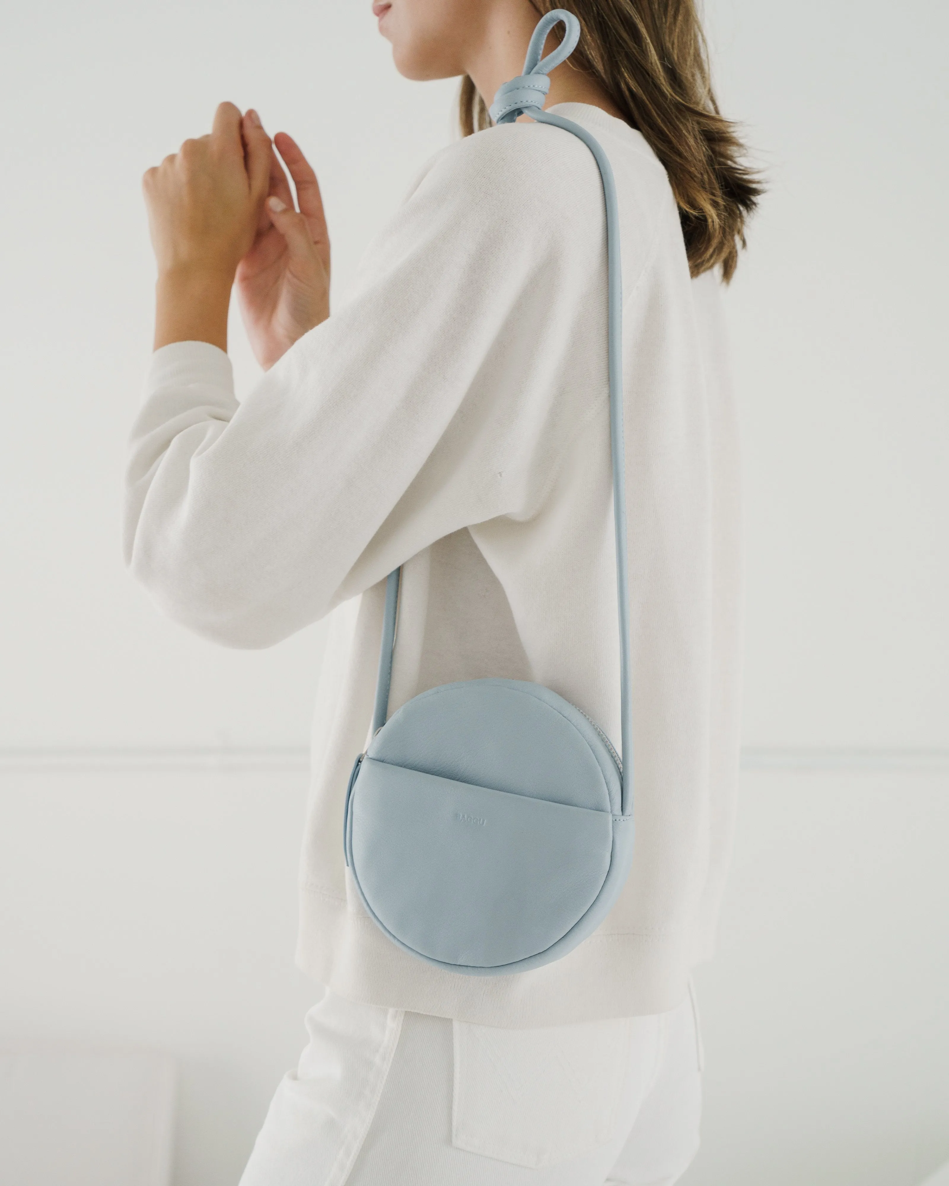 Soft Mini Circle Purse - Soft Blue