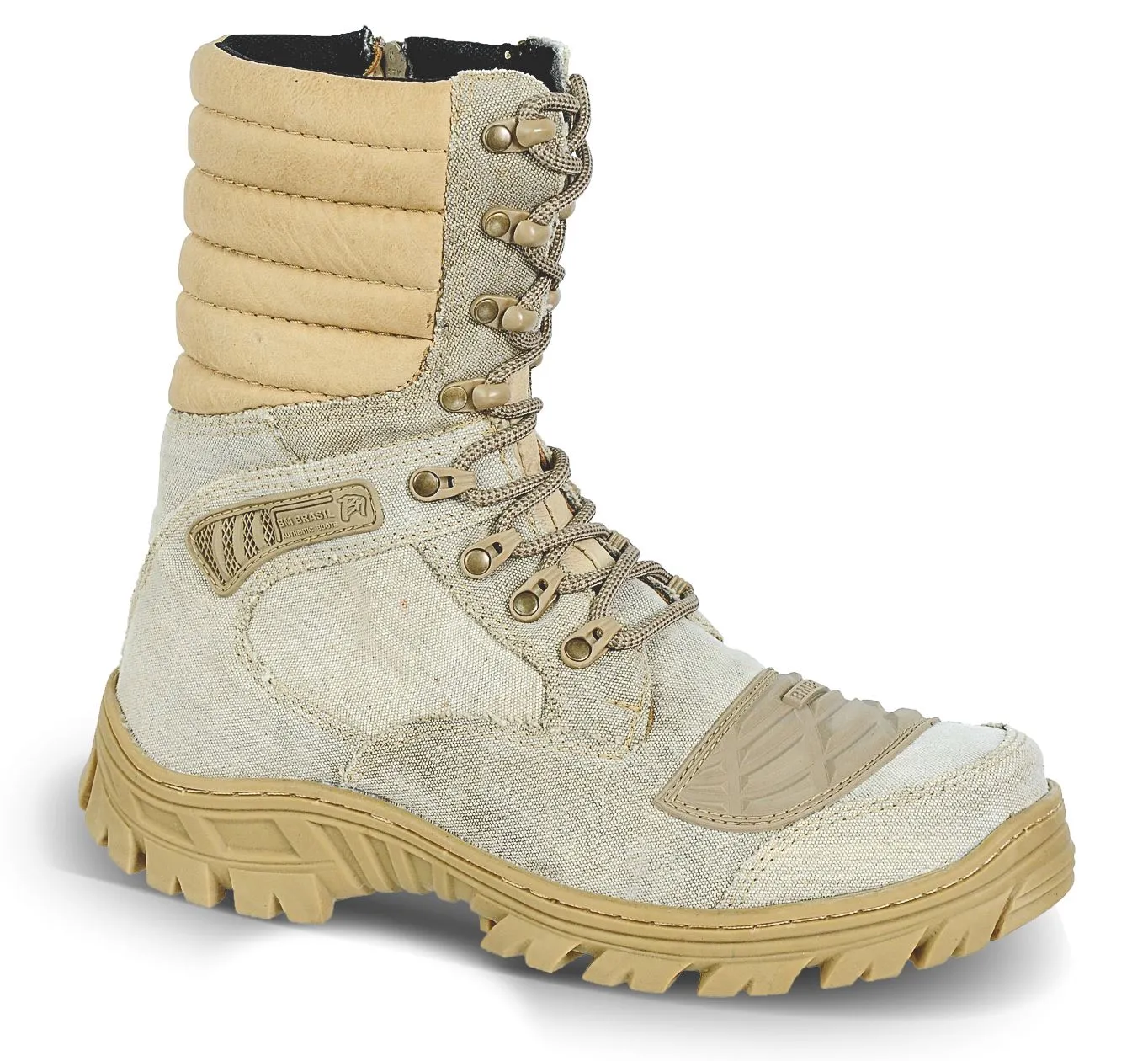 Tactical Boots Desert Sand Military Canvas and Leather Motorcycle