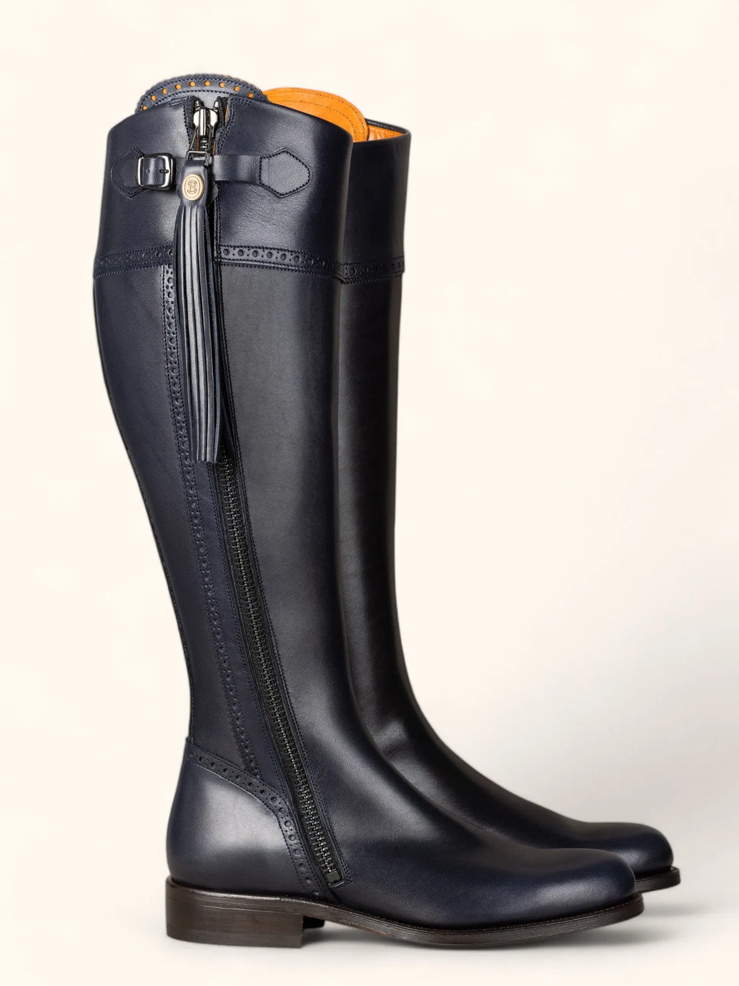 Tall Spanish Boots - Navy Leather