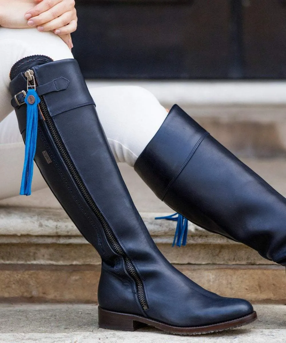 Tall Spanish Boots - Navy Leather