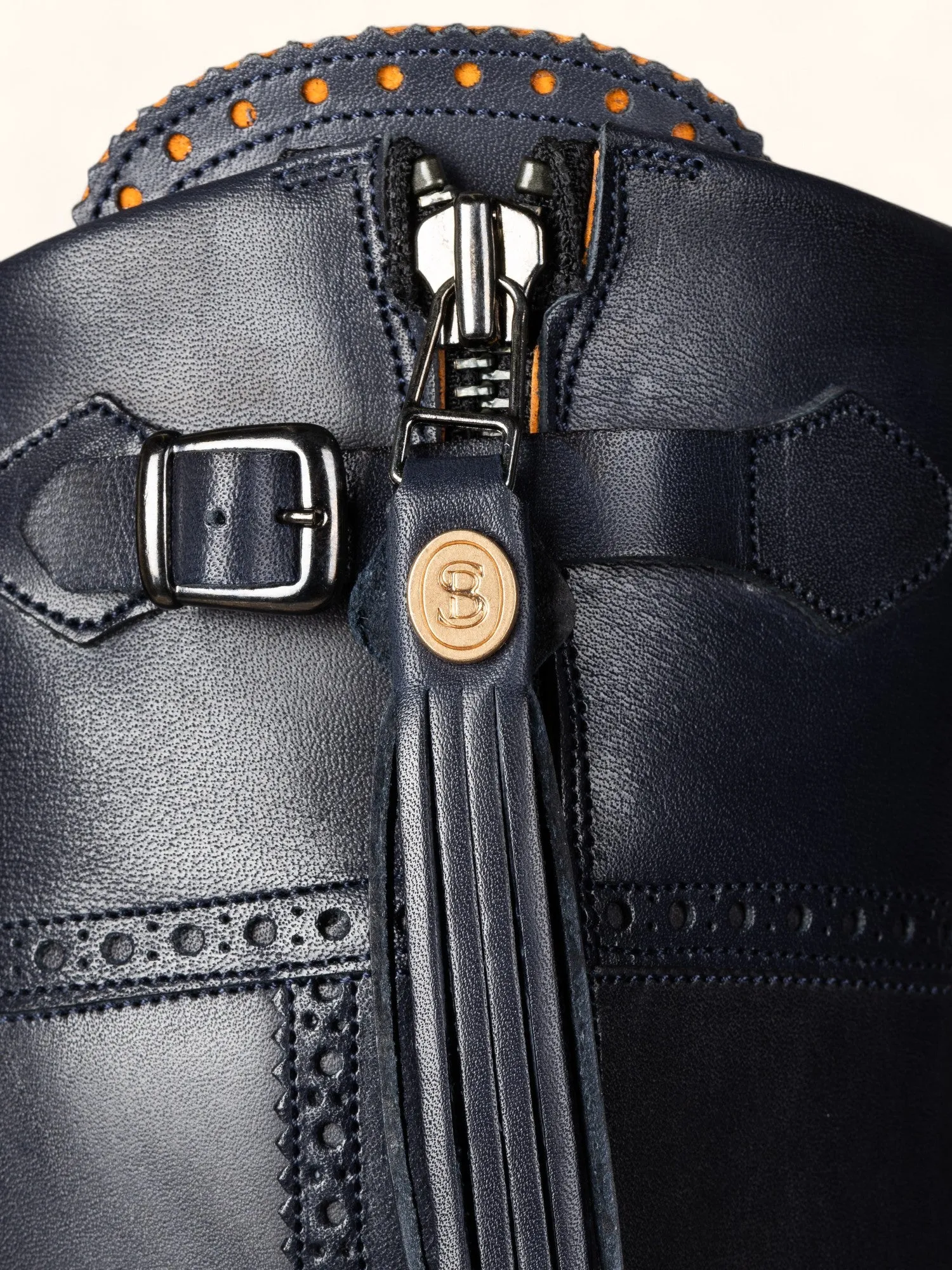 Tall Spanish Boots - Navy Leather