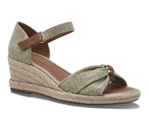 Tamaris Canvas Cross Over Open Toe Espadrille Wedge Sandal
