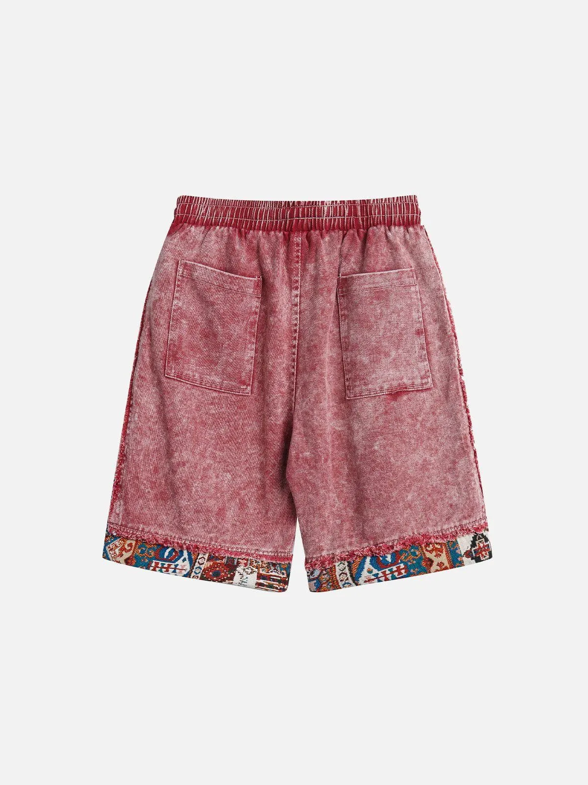 WLS Tribe Culture Pattern Denim Washed Shorts