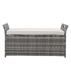 ZUN 106*52*46cm Iron Frame Can Accommodate Gray Gradient Footstool Locker Rattan Locker 16976080