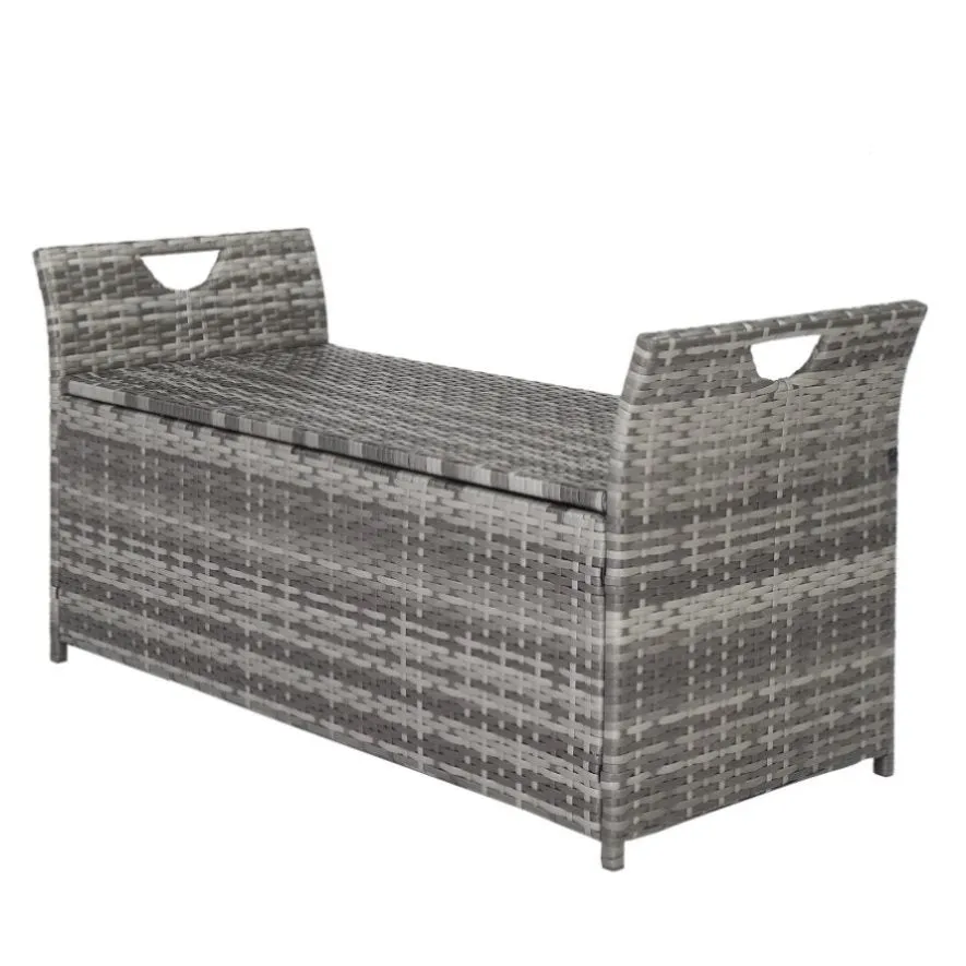 ZUN 106*52*46cm Iron Frame Can Accommodate Gray Gradient Footstool Locker Rattan Locker 16976080