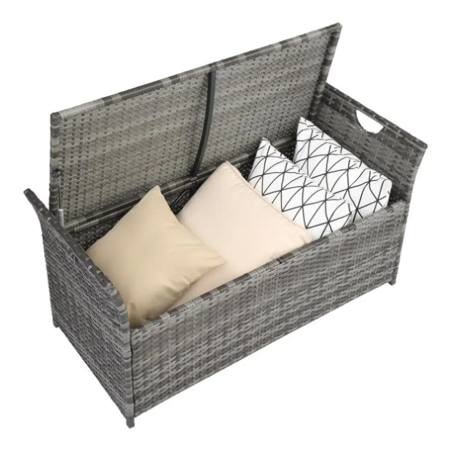 ZUN 106*52*46cm Iron Frame Can Accommodate Gray Gradient Footstool Locker Rattan Locker 16976080